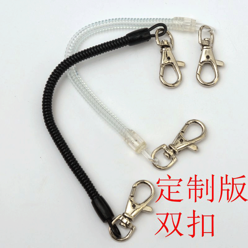 Factory Outlet Elderly Mobile Phone Lengthened Medium and Heavy Double Buckle Telescopic Rope Black and White Keychain Spring Anti-lost Plastic Free Shipping