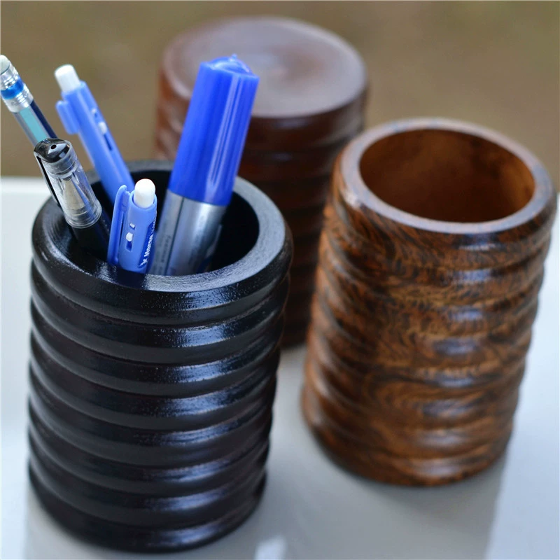 Таиланд импортировал в стиле Юго-Восточной Азии Круглый Твердый деревянный держатель для ручек Ретро креативные канцелярские принадлежности офисные украшения Простой ящик для хранения
