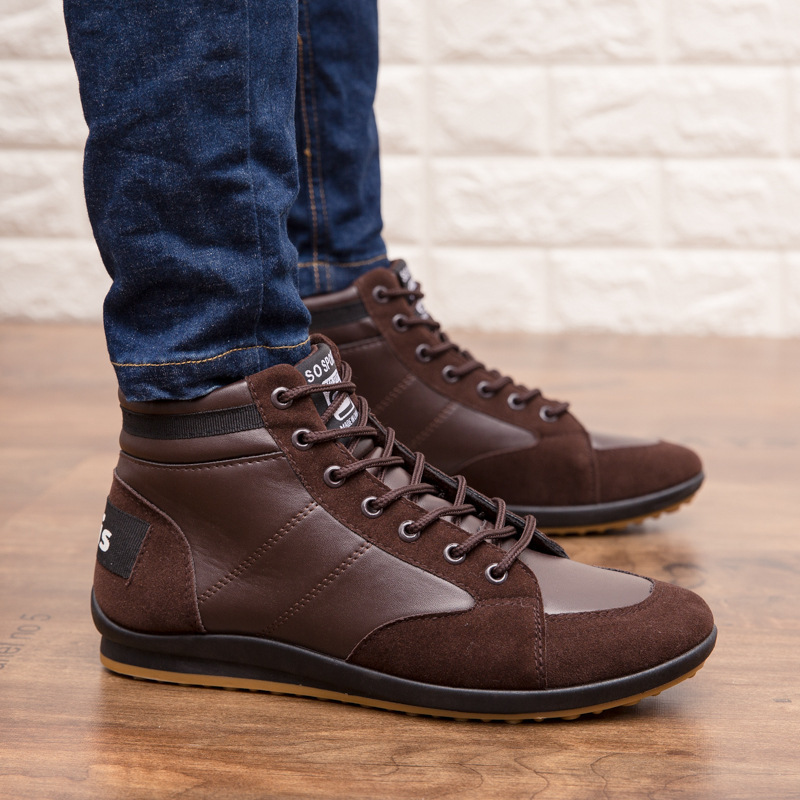 Bottes montantes décontractées en cuir britannique, grandes tailles, collection printemps 2022, ultra-fibres, chaussures pour hommes 806_voghion.com