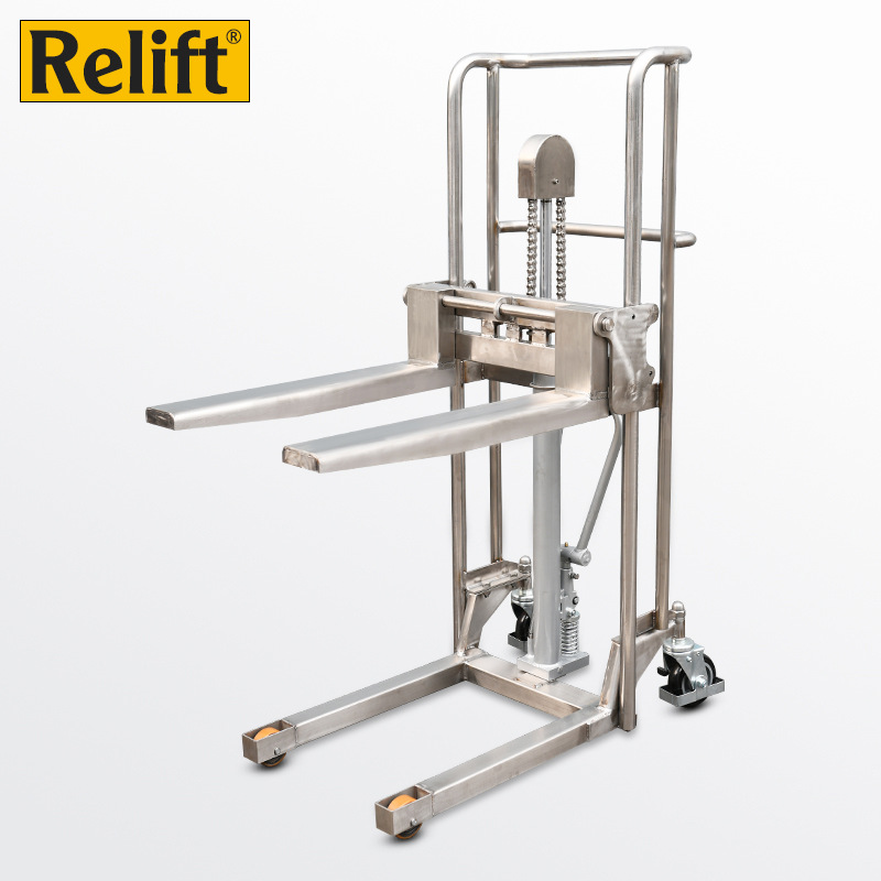 Relift轻型手动堆高车304不锈钢手动液压升降车装卸平台搬运叉车
