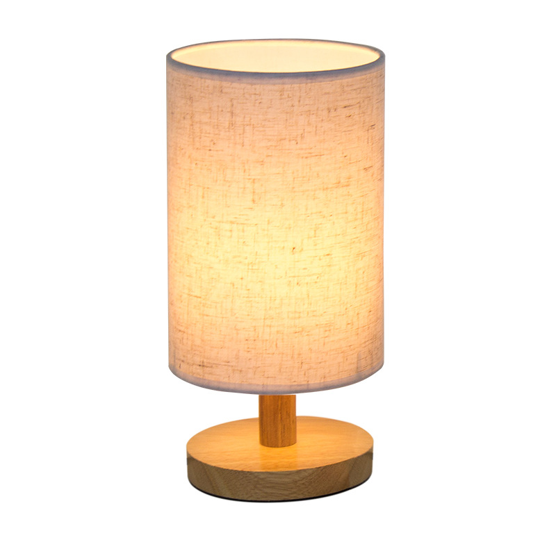 Transfronteriza tela de lino lámpara de mesa de madera dormitorio nórdico simple creativo regalo personalizado publicidad imprimible logo