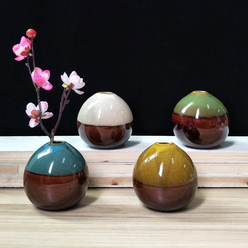 Керамические ремесла креативная керамическая ваза печь Гидропонные украшения для дома круглое сферическое яйцо желтый синий оптом