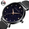 Japanese waterproof golden quartz watches, starry sky, trend watch, simple and elegant design, Amazon