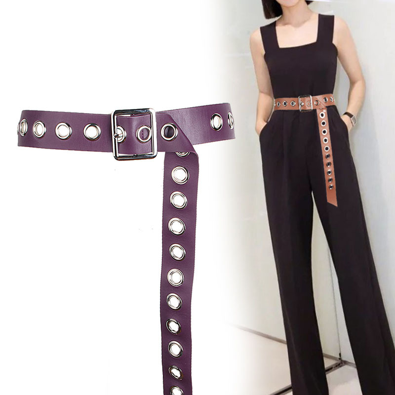 New European and American Fashion Big Chicken Eyes Square Buckle Belt Women's Decorative Coat Windbreaker Versatile Casual Waist Tie Button PU Belt_voghion.com