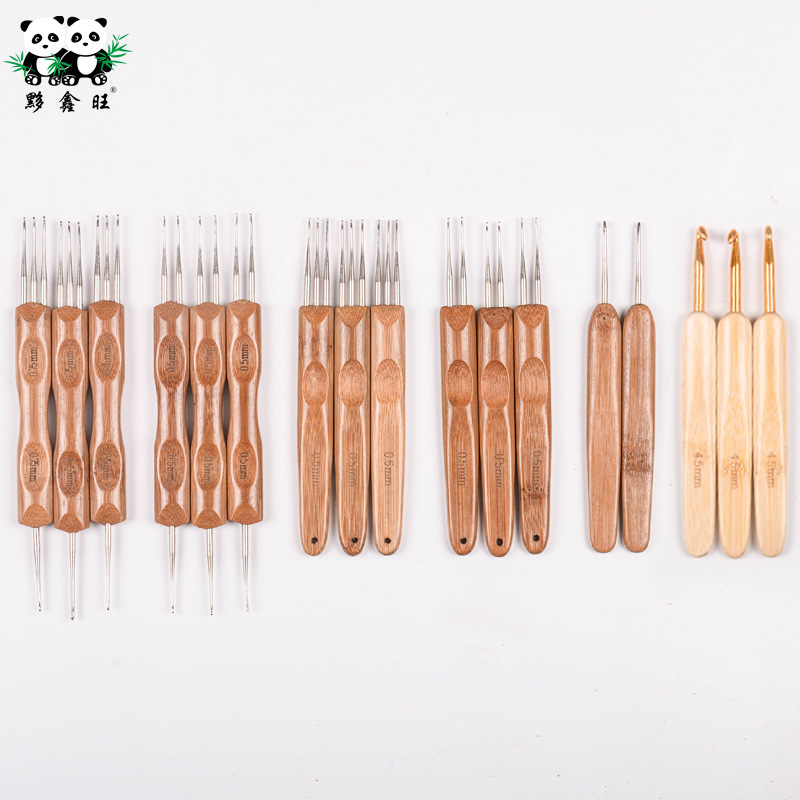 0.5-0.75 wig crochet dirty braid DIY preparation tool carbonized metal head bamboo handle crochet set