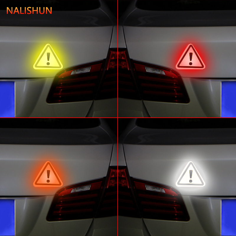 Etiquetas engomadas reflexivas del triángulo señales peligrosas etiquetas engomadas del coche cola del coche personalizadas señales de advertencia de seguridad a distancia pegatinas reflectantes