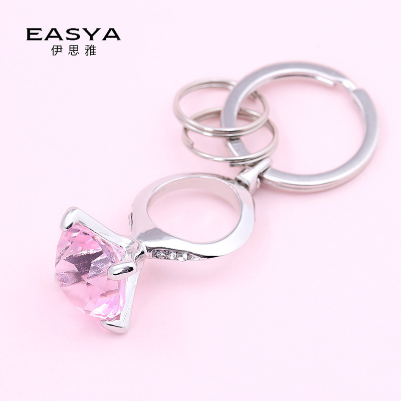 Internet Celebrity TikTok Same Style Creative Crystal Zircon Diamond Ring Keychain Car Key Ring Pendant Bag Accessories Women