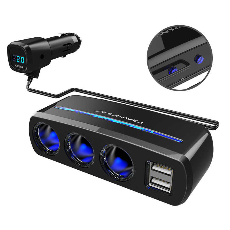 Car Cigarette Lighter One-To-Three Multi-Function Socket One-To-Two Power Dispenser Conversion Plug Car Charger