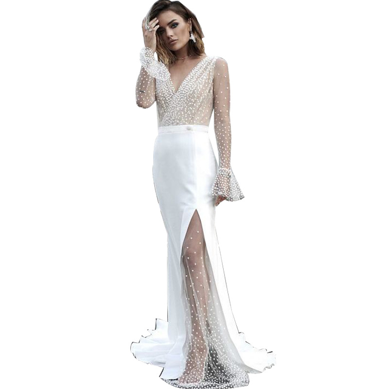Vestido de Novia Sexy con Escote en V y Transparencias, Estilo Europeo y Americano, Nuevo para el Verano de 2025, Disponible en Amazon image 7
