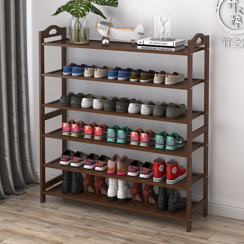 Bamboo shoe rack shoe cabinet non-solid wood simple multi-layer household dust-proof shoe rack door storage rack