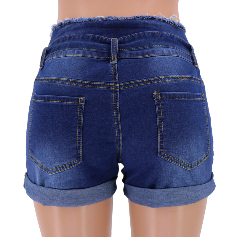 Primavera transfronteriza en stock venta al por mayor de cintura alta flanger estudiante chica pierna ancha pantalones cortos de mezclilla Amazon eBay estación independiente
