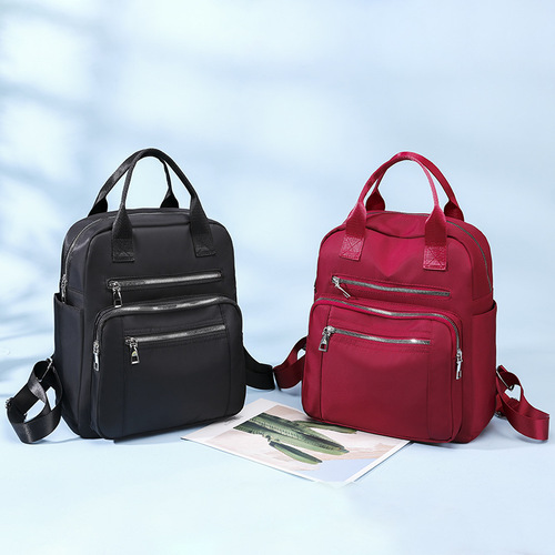Oxford Double Strap Women's 2024 New Nylon Hand-held School Bag Fashion Casual Large Capacity Bag Travel Backpack