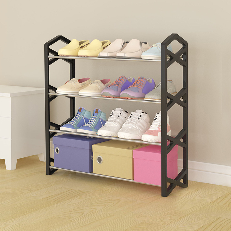 守候 简易组合鞋架 四层X型收纳鞋架门口整理鞋柜钢管落地小鞋架