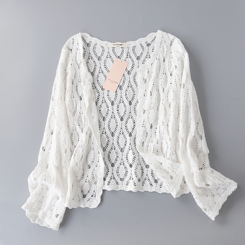 Hollow Cotton Cardigan Jacket Beach Shawl Crochet Spring New Women's Lace Shirt Sunscreen Clothes