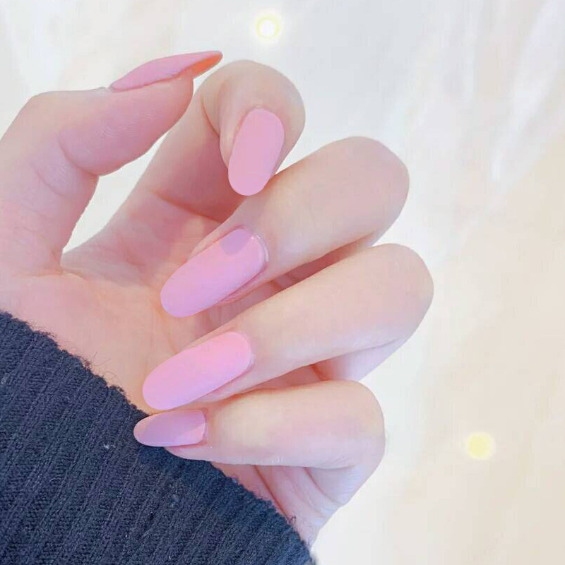 24 piezas de parche de uñas ovales ultra delgadas, parche de uñas falsas mate, polvo claro esmaltado, manicura europea y americana.