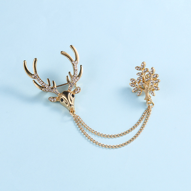 2024 nueva moda europea y americana elegante broche de aleación rhinestone ramillete ropa cadena pin Accesorios