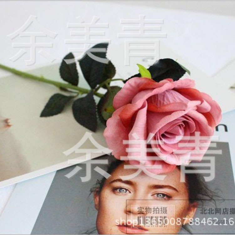 Simulación solo lovesickness Rosa alta simulación flor falsa Flor de seda flor artificial flocado flor simulación planta