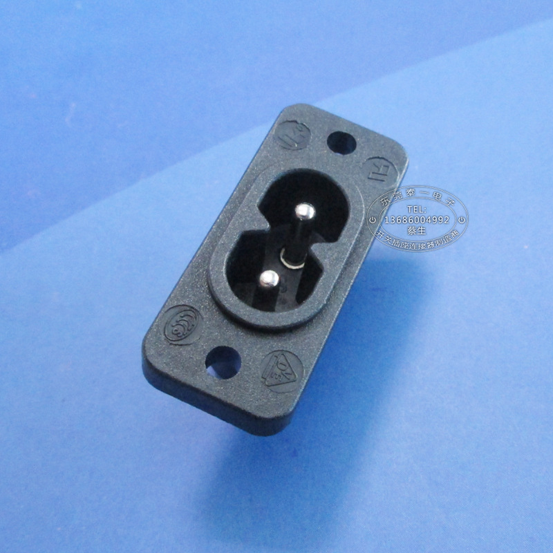 两芯8字尾螺螺丝充电接口 安装孔距28mm尾部焊线式插座DB-14-7S1