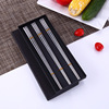 Chopsticks stainless steel, tableware, square non-slip set with laser home use, anti-scald