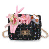 Children's small cartoon card holder, cute chain from pearl, rabbit, one-shoulder bag, 2024 years, new collection, flowered