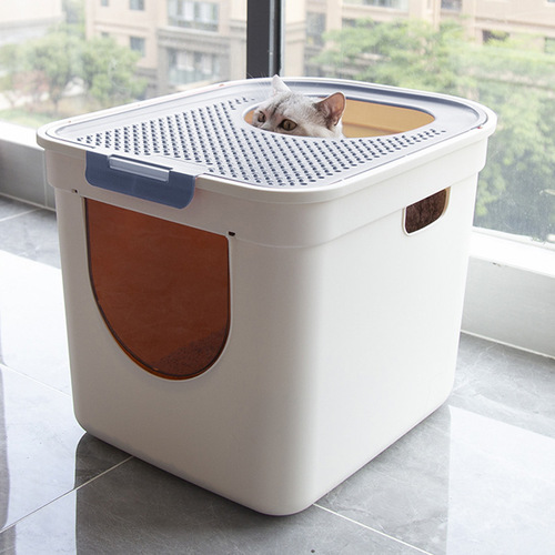 Cat litter box wholesale closed splash-proof large top-entry double-door sand leakage anti-deodorant cat toilet cat supplies