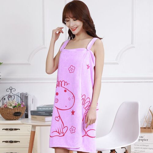 Fiber absorbs water, stylish strap bath robe, sexy cartoon printed beach towel, women's bath robe