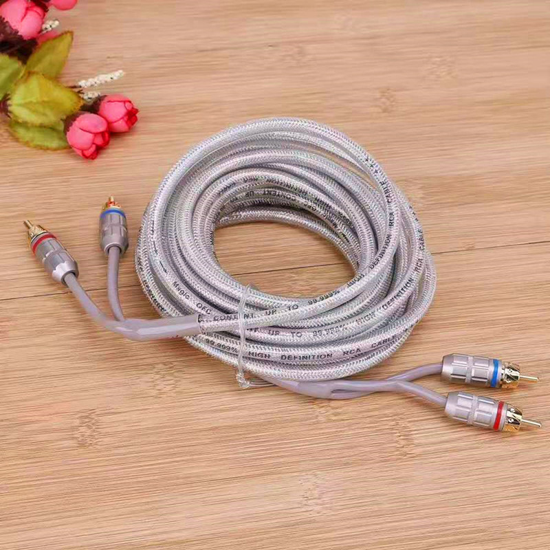 汽车信号线 音响升级线材 发烧改装无氧纯铜RCA音频线金属头