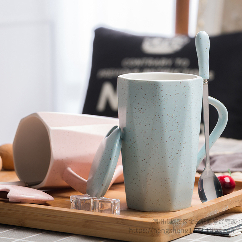 北欧insシンプルなひし形マグカップ創意カップル陶磁器カップ個性ビジネスオフィスコーヒーカップlogo|undefined
