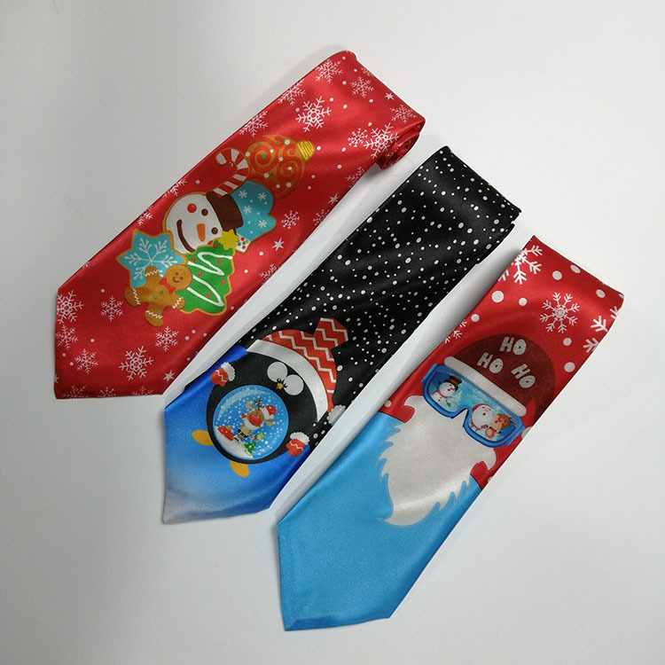 Amazon popular nuevo diseño impreso corbata vacaciones impreso LED luminoso corbata de Navidad música transfronteriza exclusiva