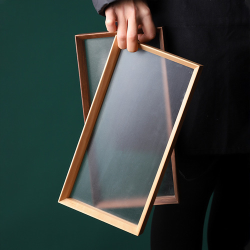 Walnut glass tray wooden square Japanese dessert tray desktop solid wood light luxury storage tray plate high value