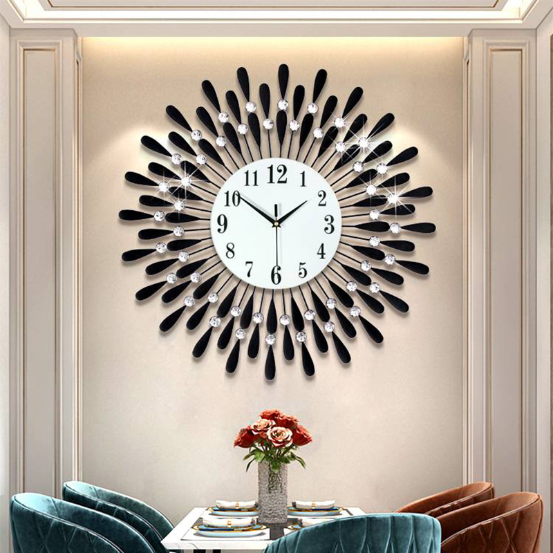 Reloj de gypsophila Reloj de pared Sala de estar Moda Alta Sensación Simple Ligero Decoración de lujo Colgante de pared Restaurante Reloj silencioso