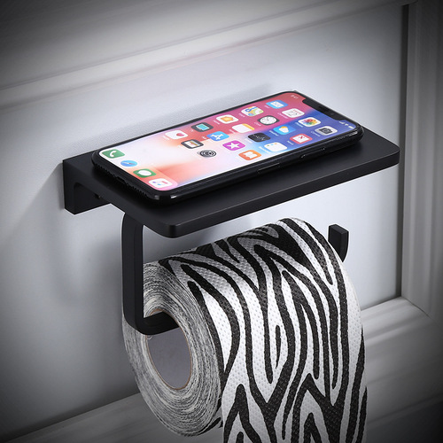 Space aluminum black bathroom thickened mobile phone holder roll paper towel holder hotel special toilet paper holder tissue box