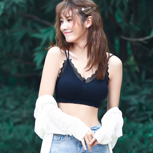 2020 New Seamless Cross Sling Lace Sexy Back Wrap Chest Bottoming Sports Vest Tube Bra Underwear for Women