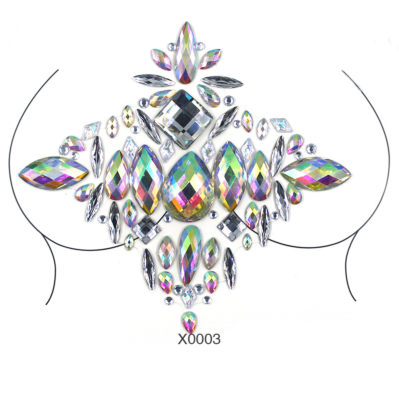 Europa y América sexy cuerpo de diamantes de imitación de cristal del pecho pegatinas de diamante tatuaje fabricantes de pegatinas de diamante en stock pegatinas de tatuaje autoadhesivas transfronterizas