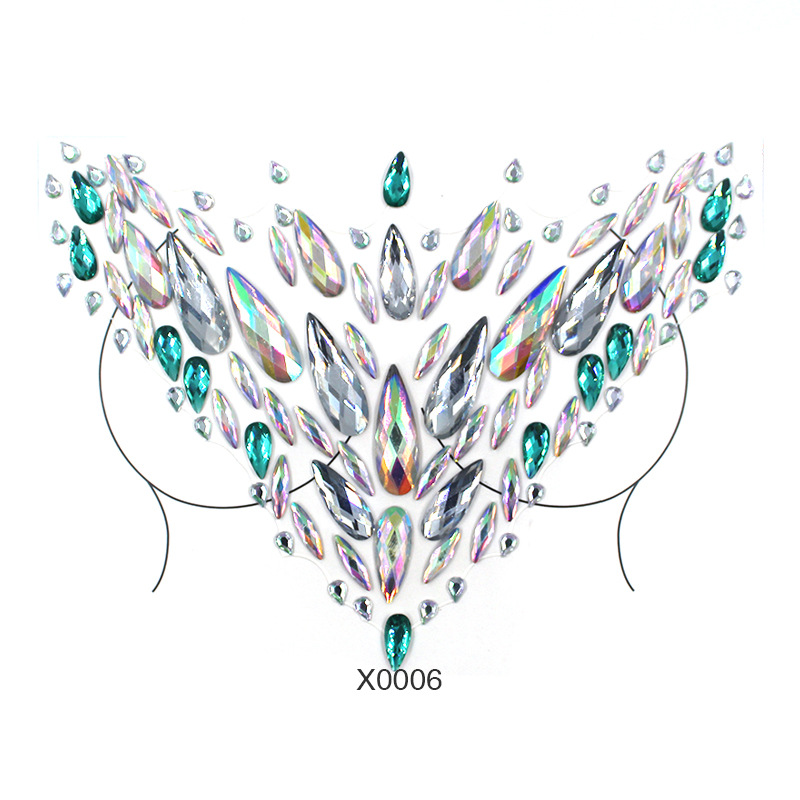 Europa y América sexy cuerpo de diamantes de imitación de cristal del pecho pegatinas de diamante tatuaje fabricantes de pegatinas de diamante en stock pegatinas de tatuaje autoadhesivas transfronterizas