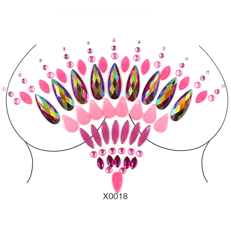 Europa y América sexy cuerpo de diamantes de imitación de cristal del pecho pegatinas de diamante tatuaje fabricantes de pegatinas de diamante en stock pegatinas de tatuaje autoadhesivas transfronterizas