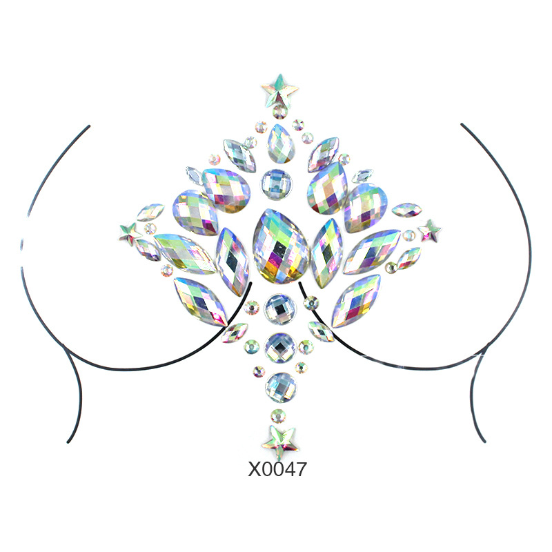 Europa y América sexy cuerpo de diamantes de imitación de cristal del pecho pegatinas de diamante tatuaje fabricantes de pegatinas de diamante en stock pegatinas de tatuaje autoadhesivas transfronterizas