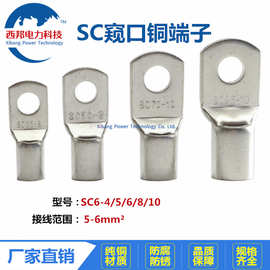 SC6-5-6-8冷压铜管端子 窥口铜端子 铜鼻子铜线耳 紫铜