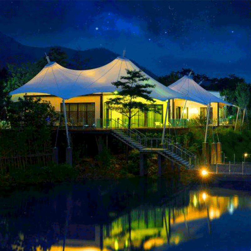 Carpa de estructura de película hotel tienda de campaña de alta gama ocio al aire libre B & B tienda de aleación de aluminio tienda de hotel de alta gama