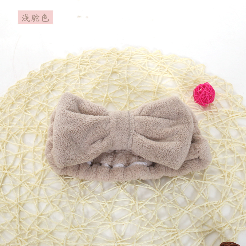 Estilo coreano de terciopelo coral arco pelo banda lavado de cara maquillaje pelo banda moda yoga deportes lindo pelo banda señoras