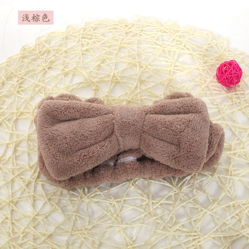 Estilo coreano de terciopelo coral arco pelo banda lavado de cara maquillaje pelo banda moda yoga deportes lindo pelo banda señoras