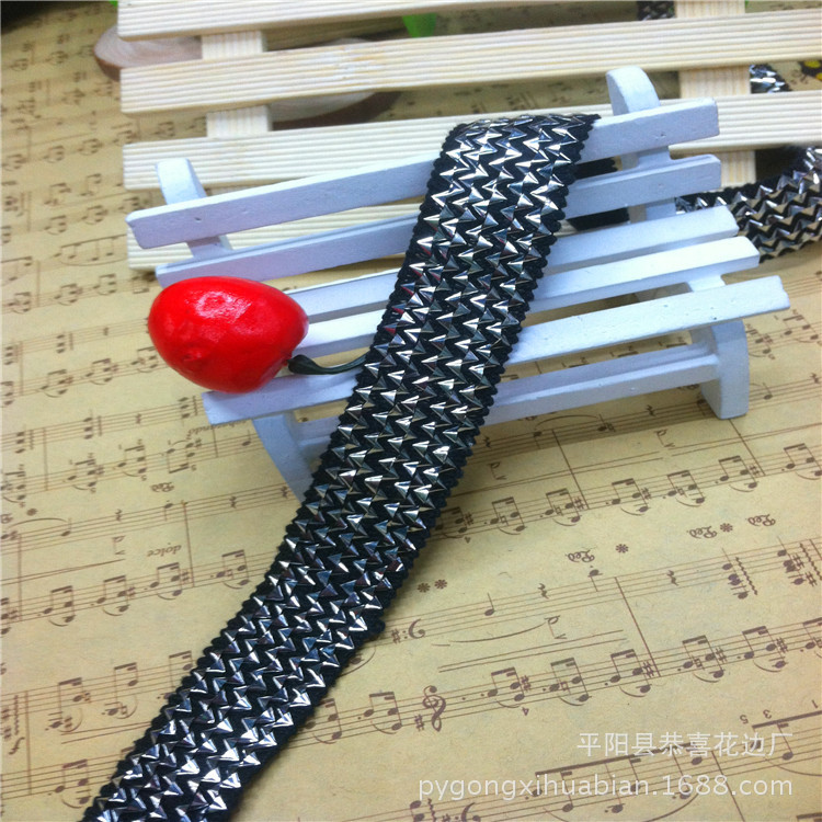 厂家直销供应5排弹性三角花边/供应多色弹性三角花边银色现货