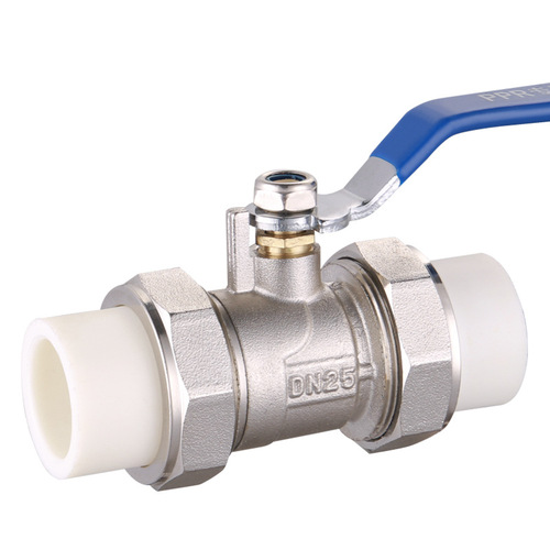 Floor heating water distributor high flow double union hot melt ppr pipe ball valve natural nickel plated brass valve Miller direct sales
