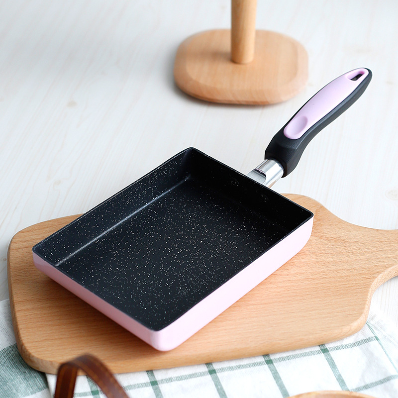 1318 fuente de asado de jade de estilo japonés al por mayor sartén antiadherente sartén cuadrada huevo sartén olla de aluminio plana caliente-Venta de huevo grueso asado