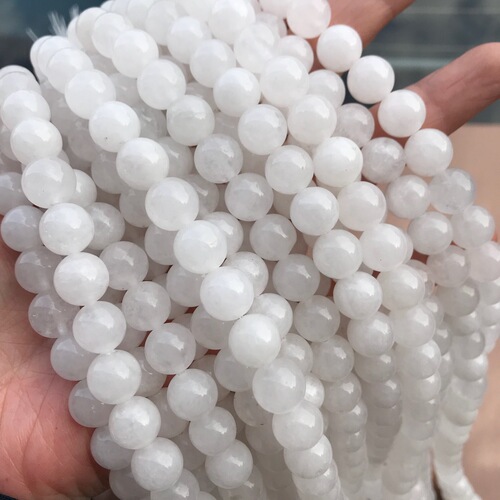 Natural white jade loose beads, white chalcedony round beads, White Jade beads, semi-finished products, DIY wholesale manufacturers direct supply