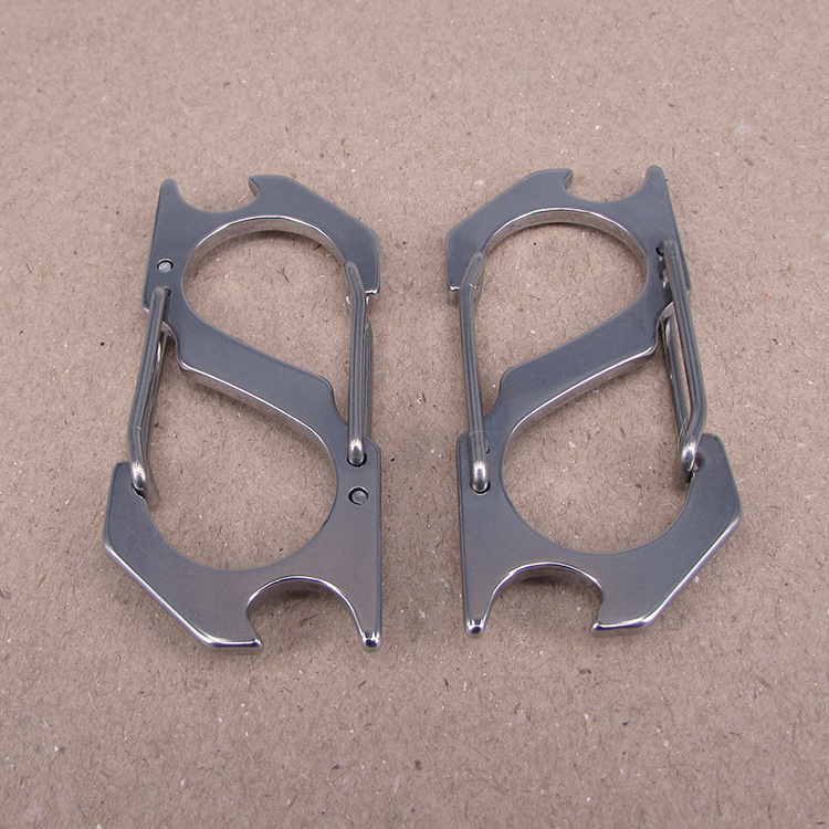 Spot Tactical Outdoor Equipment Stainless Steel Light S-shaped 8-shaped Buckle Mountaineering Backpack Quick-hook Carabiner Keychain