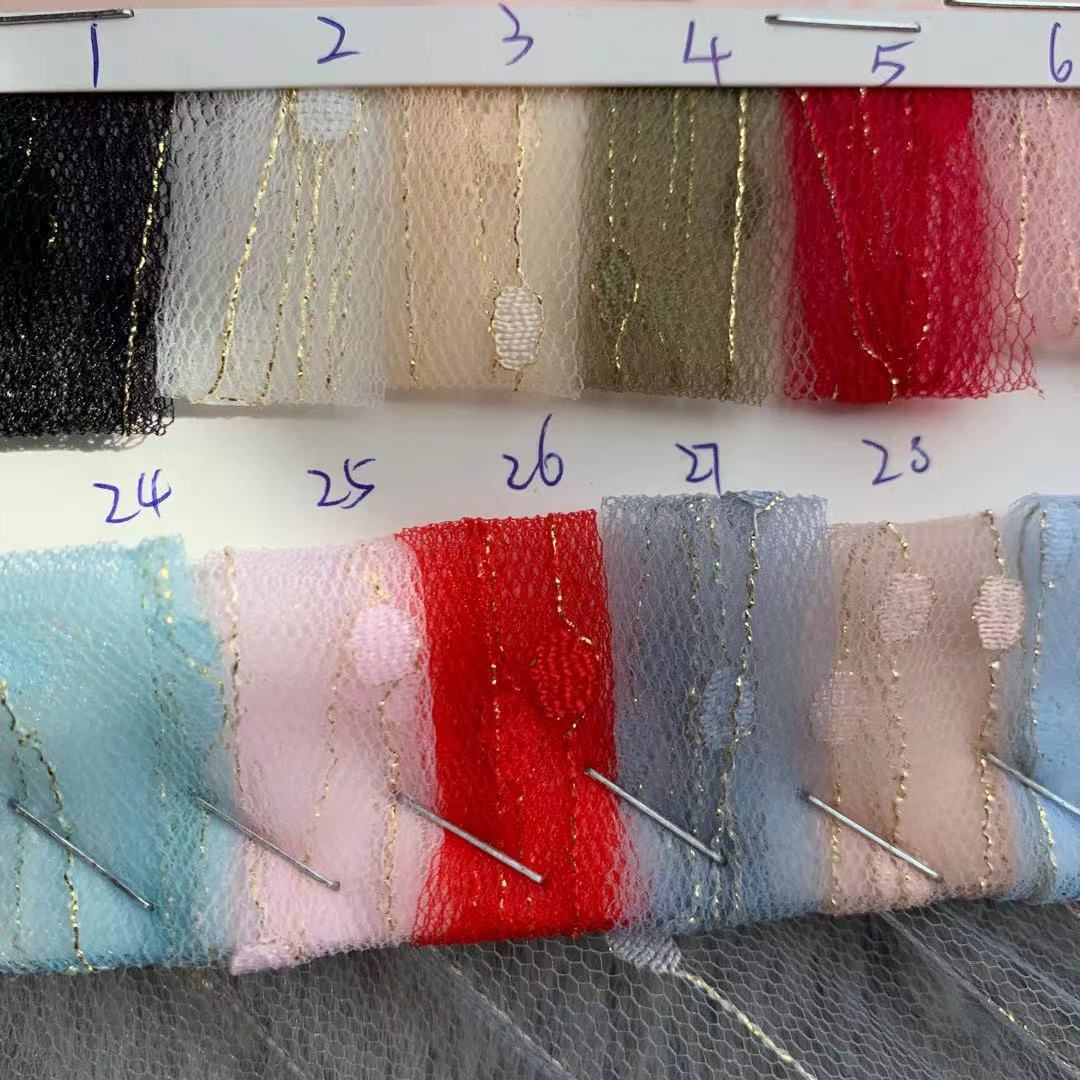 Gotas de lluvia de meteoros tela de malla de nylon hilo de oro plata hilo tela de Hanfu tela en stock lote