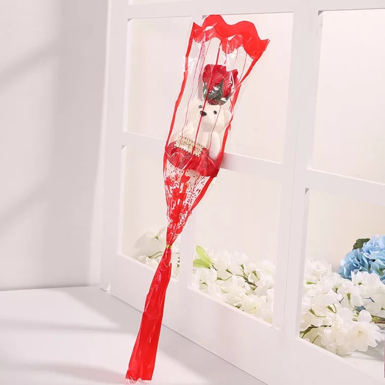 Regalo de flor de jabón y oso para el Día de la Madre y bodas.