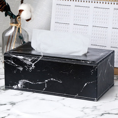 European-style stone pattern decorative business hotel tissue box, restaurant living room home use light luxury leather tissue box