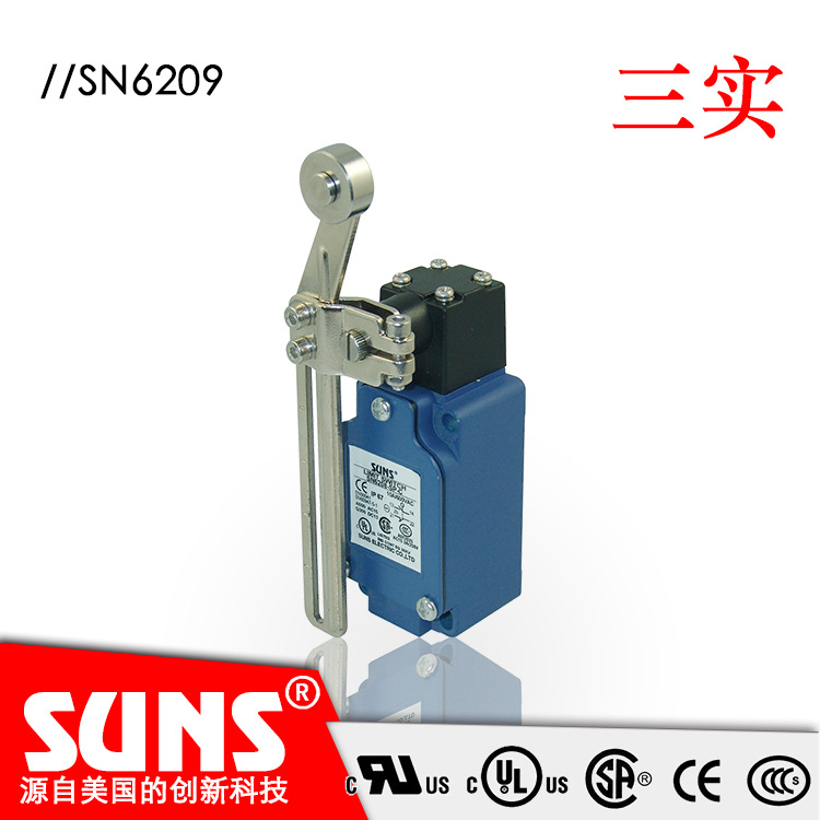 SUNS美国三实SN6209安全限位开关  偏轴滚轮摆臂头部行程开关